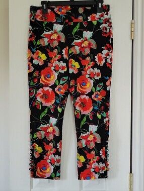 ATTYRE New York Floral Ankle Pants Women's Sz 10 Pull-On Stretch Business Casual